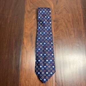 SALVATORE FERRAGAMO Blue Print 100% Silk Tie Made in ITALY